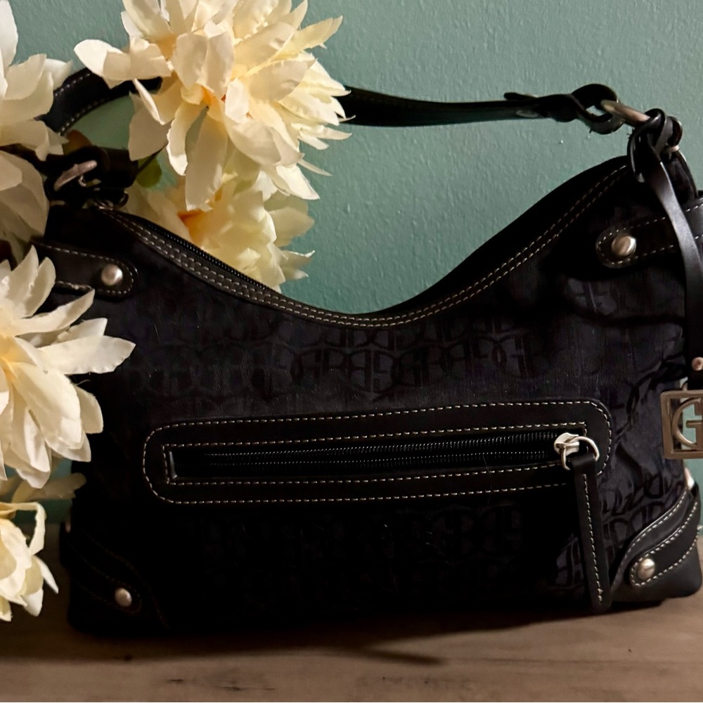 Black Giani Bernini Shoulder Bag with Gold Hardware